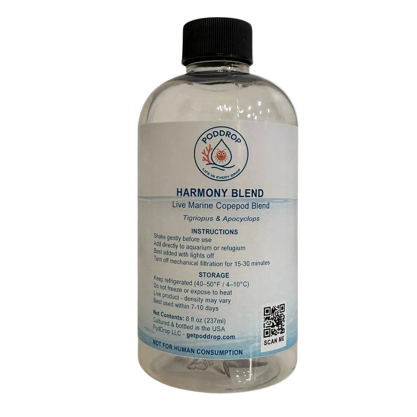 Harmony Blend live marine copepods mix 8oz bottle for reef aquariums