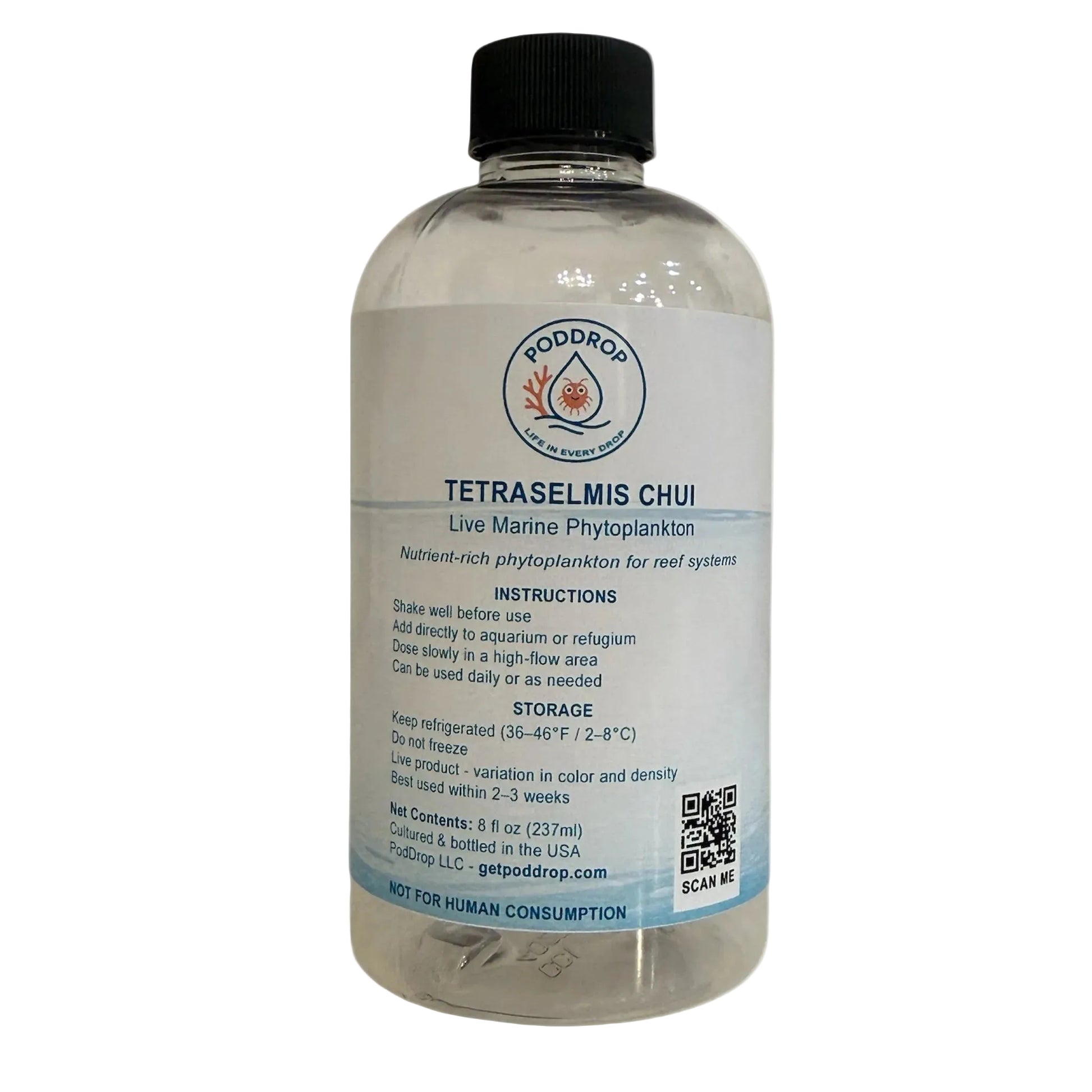 Tetraselmis sp. live marine phytoplankton 8oz bottle for reef aquariums